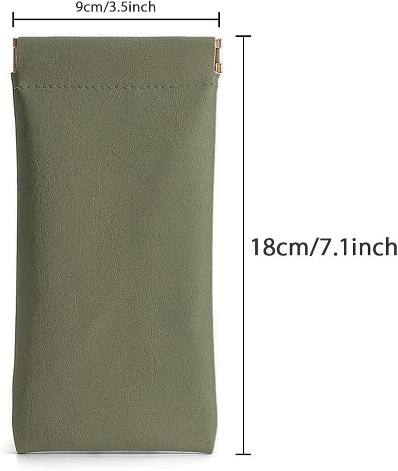 Ldirect 3 Pack Leather Eyeglasses Cases PU Soft Sunglasses Pouch Squeeze Top Portable Glasses Cases for Men Women - Image 2